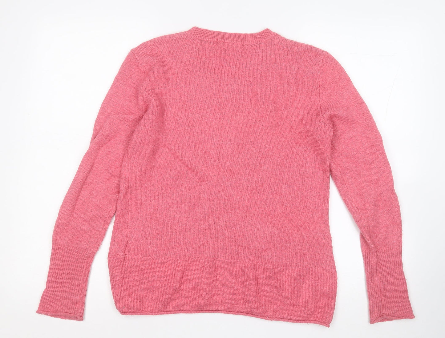 H&M Womens Pink Round Neck  Acrylic Pullover Jumper Size M