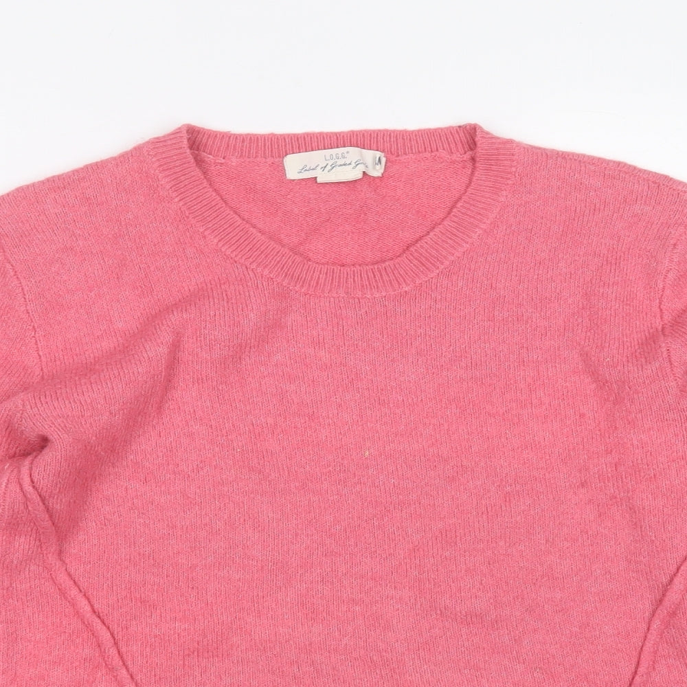 H&M Womens Pink Round Neck  Acrylic Pullover Jumper Size M