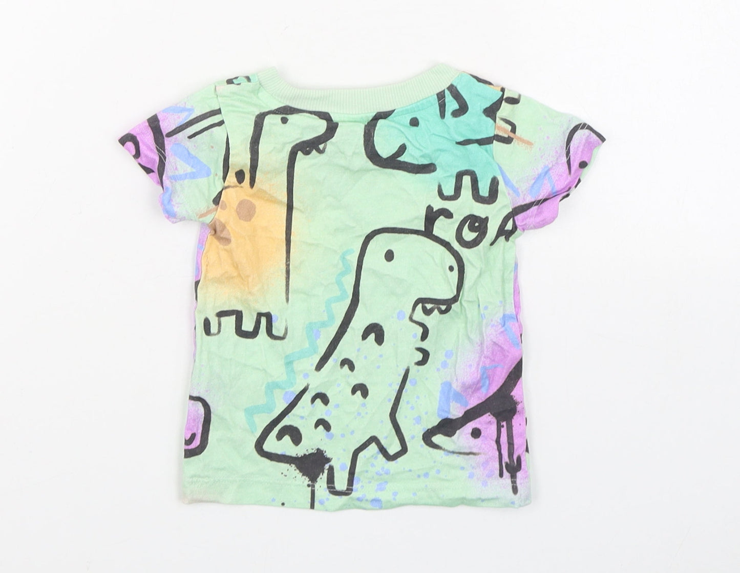 NEXT Boys Multicoloured Geometric 100% Cotton Basic T-Shirt Size 3-6 Months Round Neck Pullover