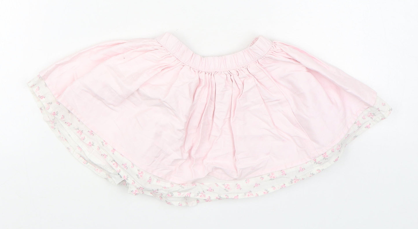 George Girls Pink Geometric 100% Cotton Pleated Skirt Size 6-9 Months