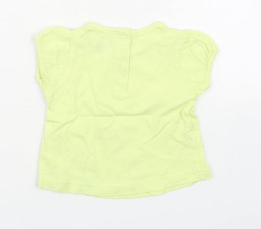 Tout Compte Fait Girls Yellow  100% Cotton Basic T-Shirt Size 6-9 Months Round Neck Pullover