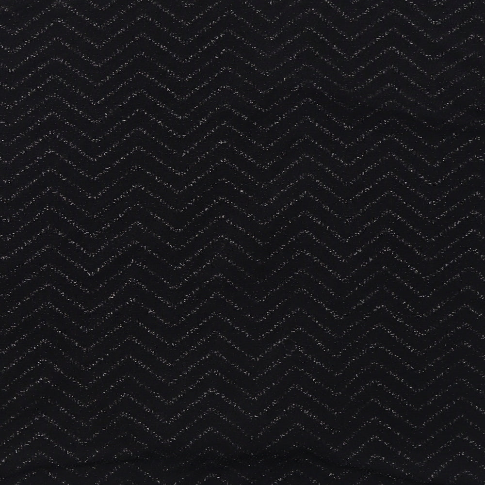 Quiz Womens Black  Nylon Basic Blouse Size 14 V-Neck