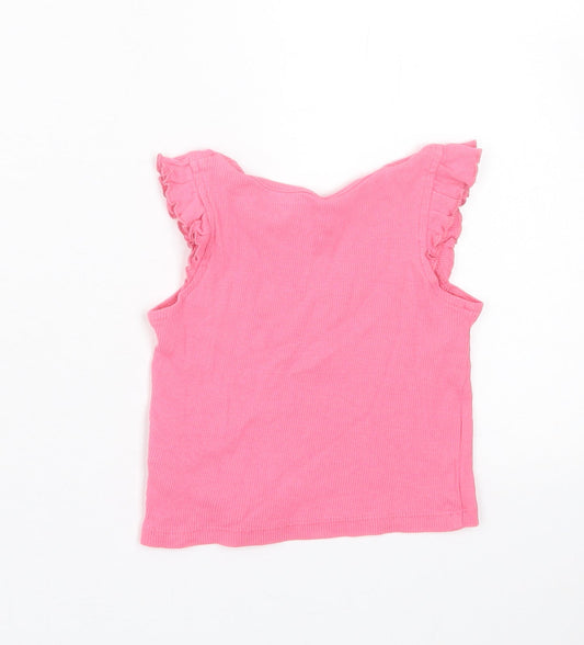 Primark Girls Pink  Cotton Basic T-Shirt Size 9-12 Months Crew Neck Pullover