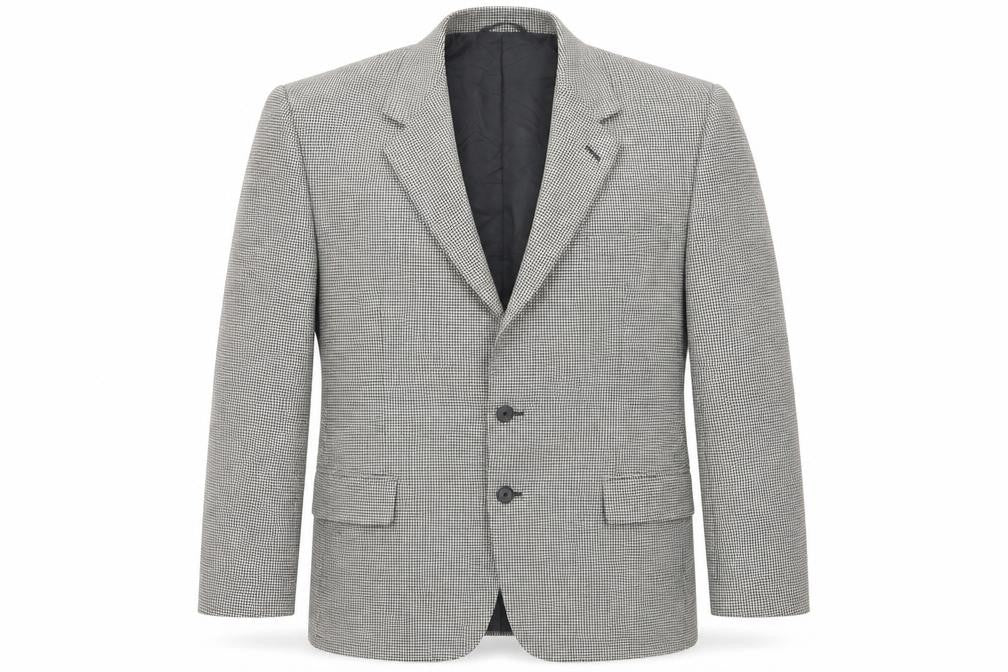 Jolliman Mens White Houndstooth Polyester Jacket Suit Jacket Size 44