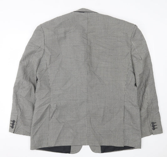 Jolliman Mens White Houndstooth Polyester Jacket Suit Jacket Size 44