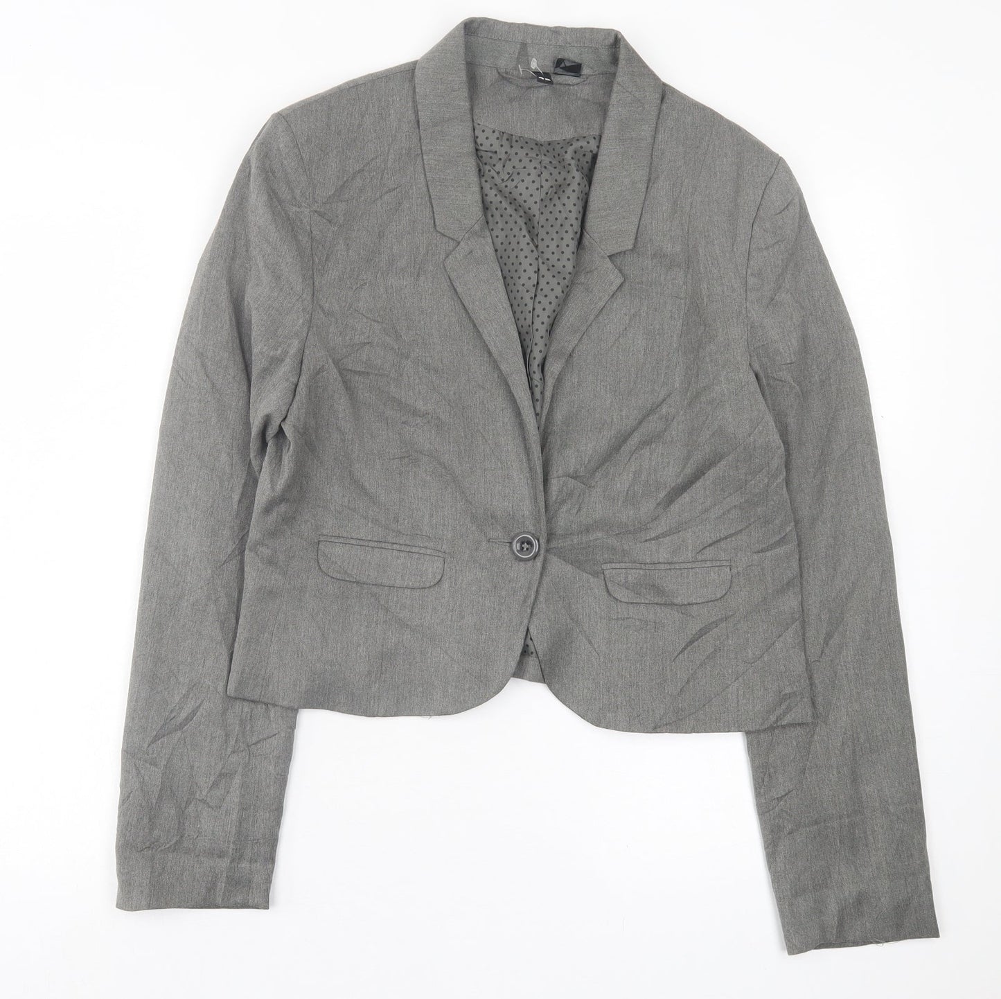 H&M Womens Grey   Jacket Blazer Size 14  Button