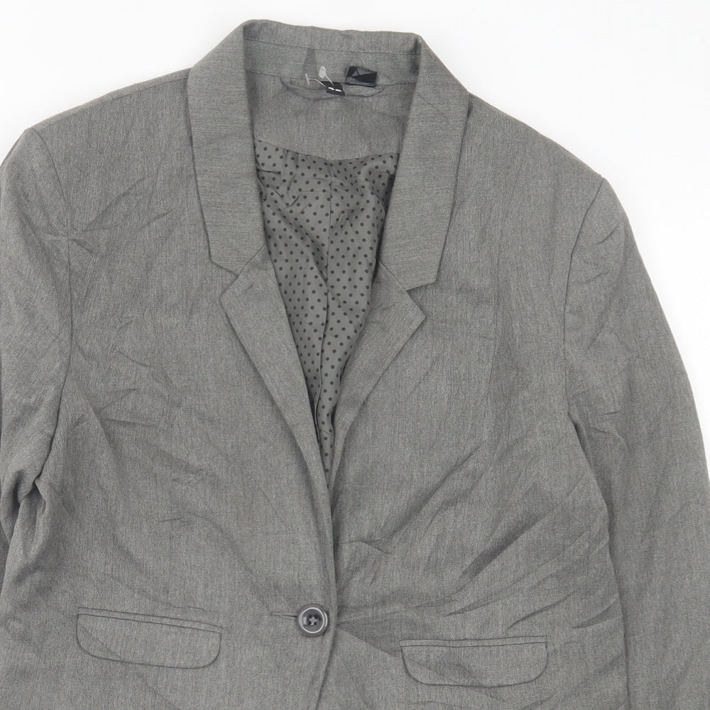 H&M Womens Grey   Jacket Blazer Size 14  Button