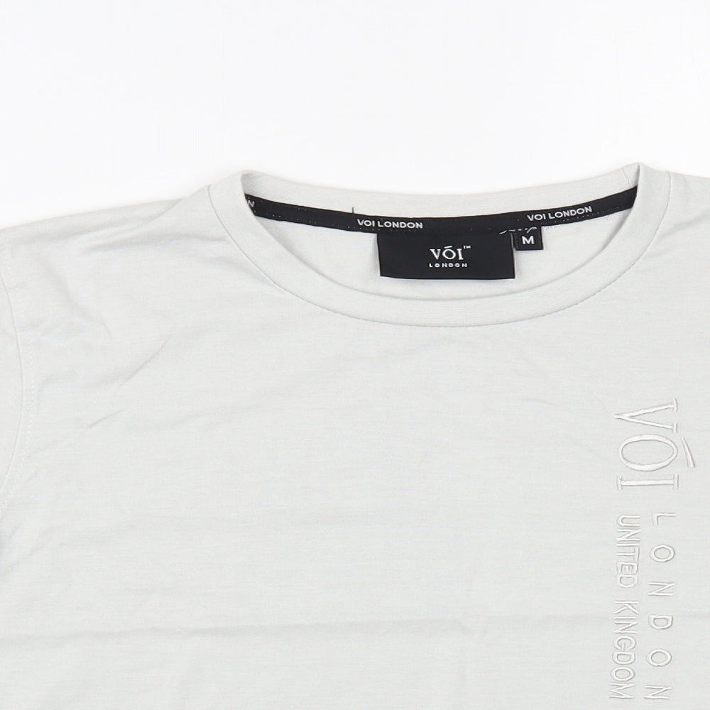 Voi  Womens Grey  Cotton Basic T-Shirt Size M Crew Neck
