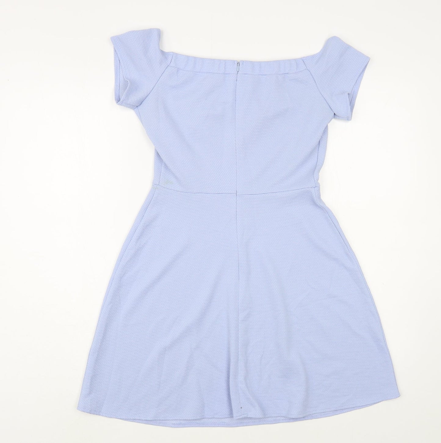 Love Womens Blue  Polyester Fit & Flare  Size S  Off the Shoulder Zip