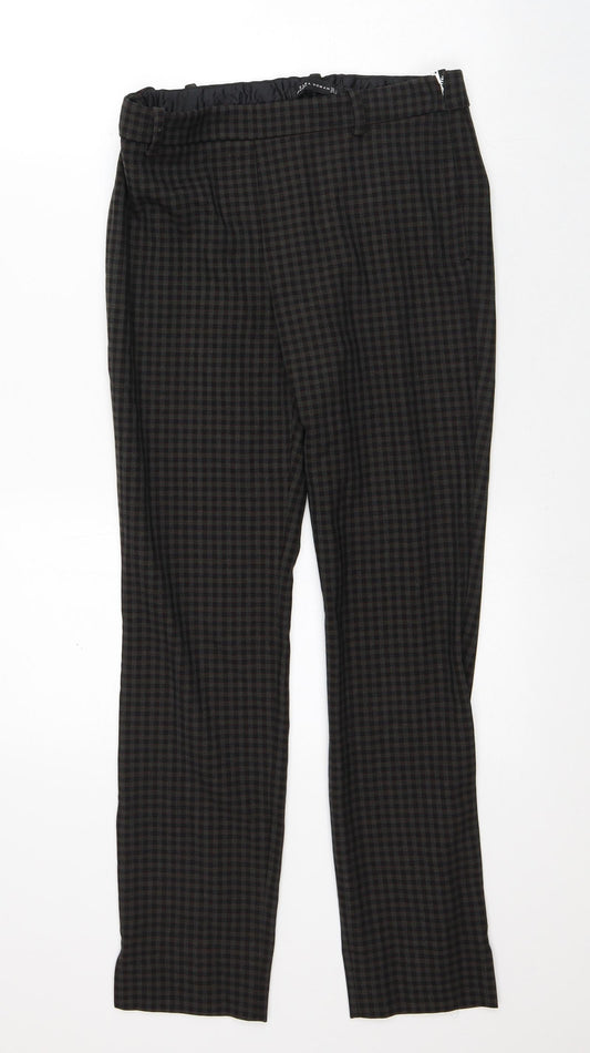 Zara Womens Brown Plaid Polyester Trousers  Size S L28 in Regular