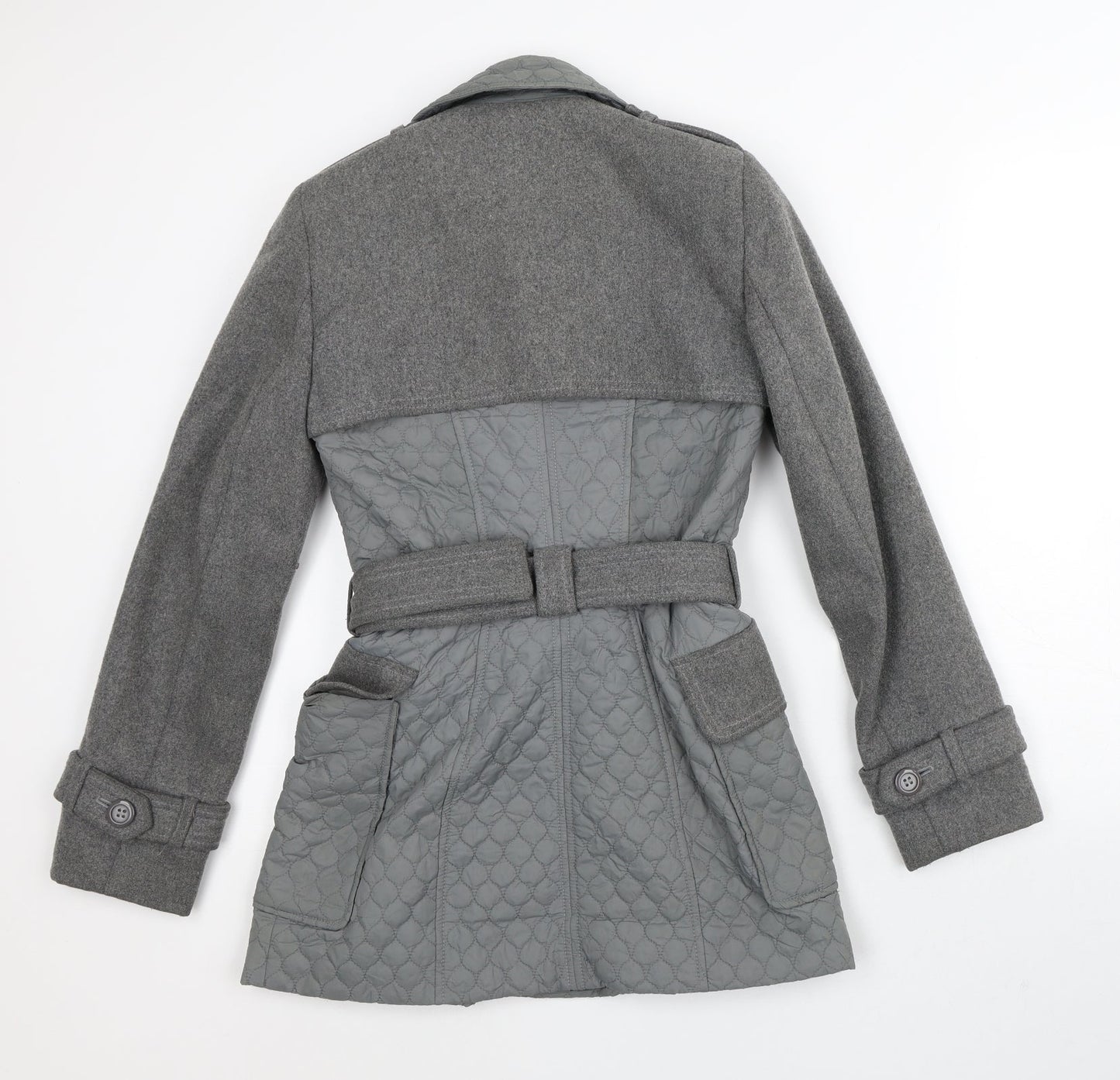 Warehouse Womens Grey   Quilted Coat Size 8