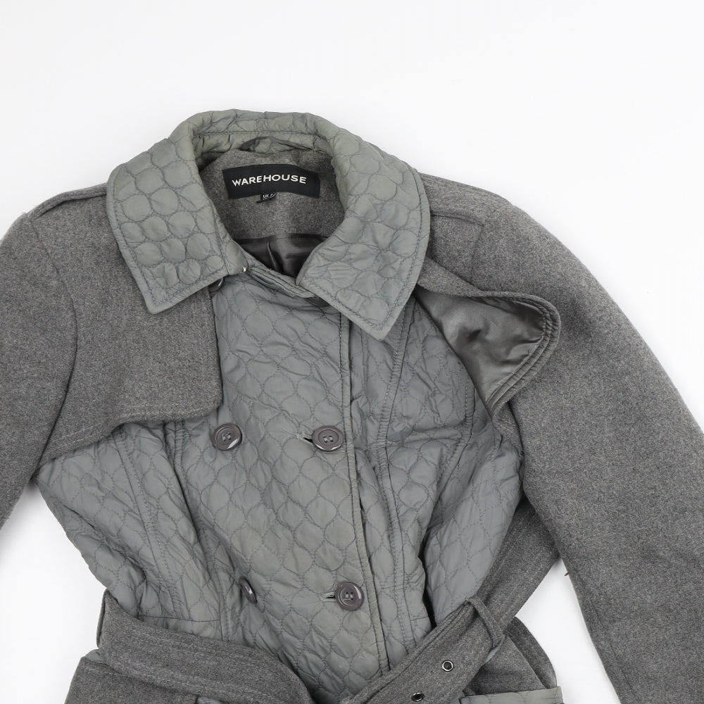 Warehouse Womens Grey   Quilted Coat Size 8