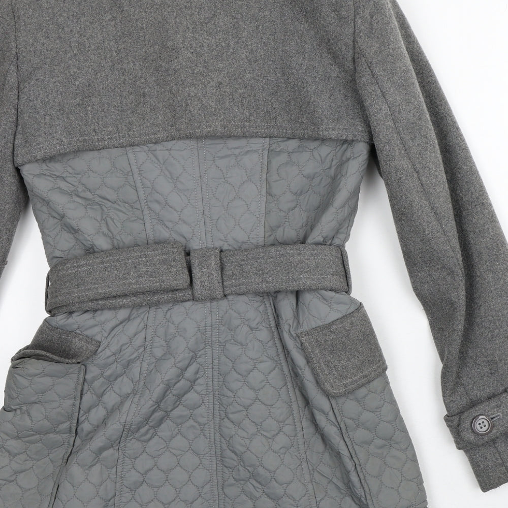 Warehouse Womens Grey   Quilted Coat Size 8