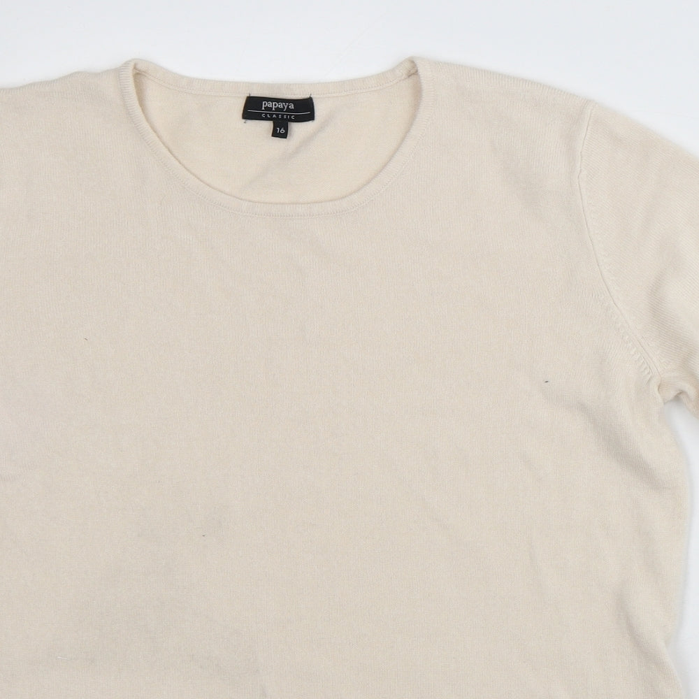 Papaya Womens Beige  Acrylic Pullover Sweatshirt Size 16