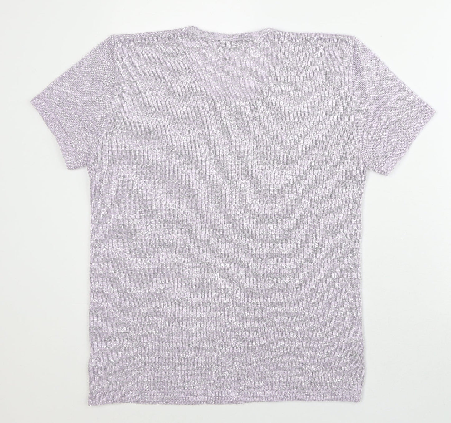 Fashion Extra Womens Purple  Acrylic Basic T-Shirt Size 12 Round Neck