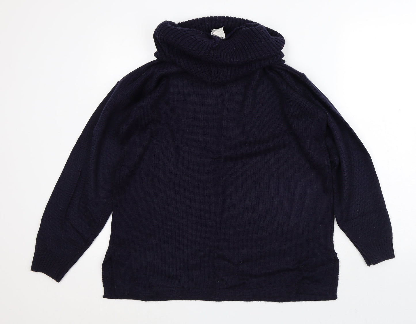 Classic Womens Blue Roll Neck  Acrylic Pullover Jumper Size 14