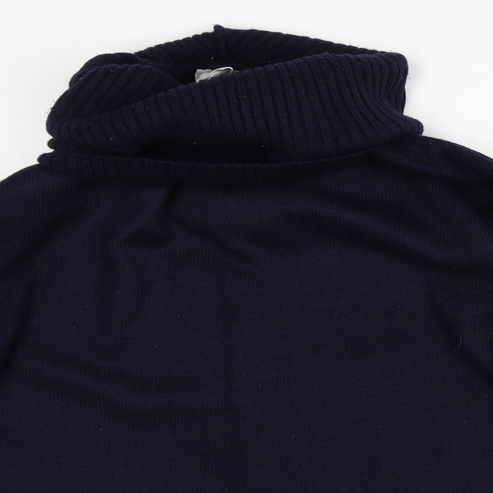 Classic Womens Blue Roll Neck  Acrylic Pullover Jumper Size 14