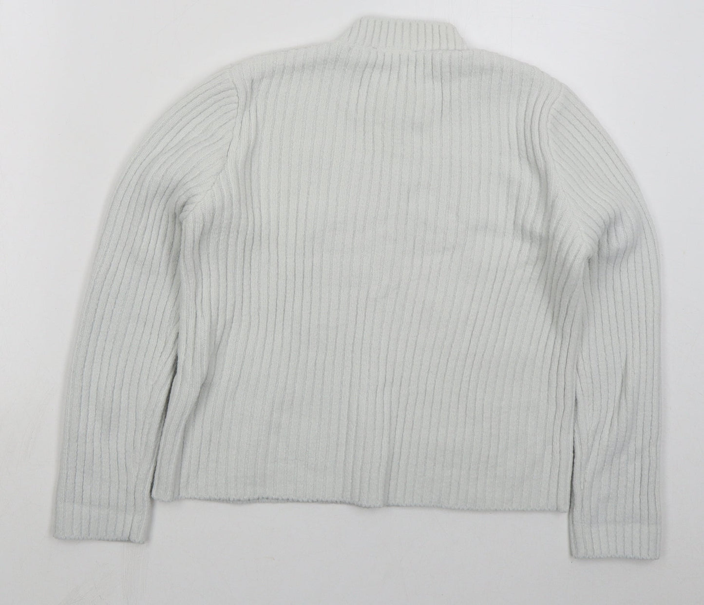 New Look Womens White Crew Neck  Nylon Pullover Jumper Size 10