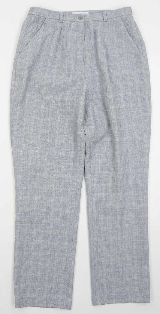 Cotswold Womens Blue Check Polyester Trousers  Size 12 L29 in Regular Button