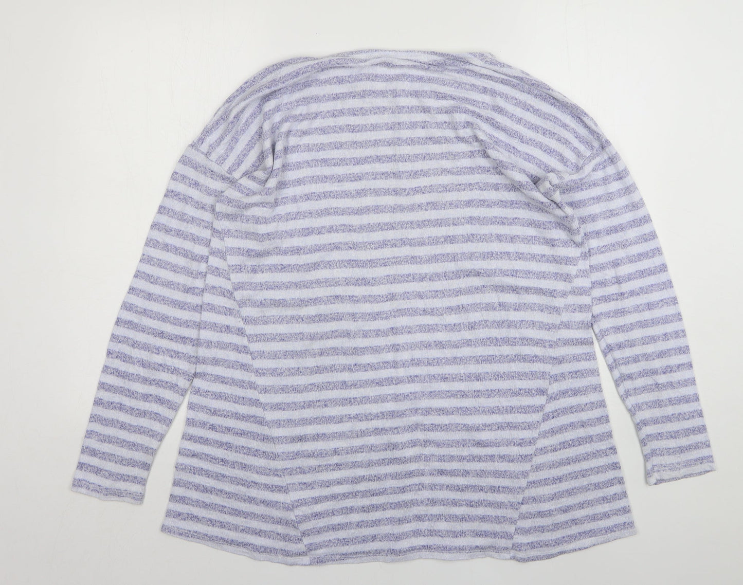 Retrology Womens Blue Round Neck Striped Rayon Pullover Jumper Size L