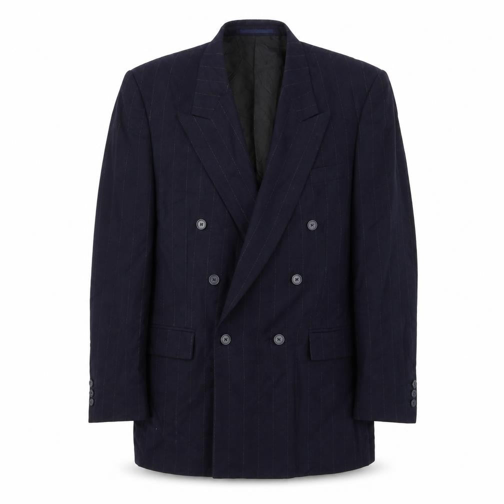George Mens Blue Striped Polyester Jacket Suit Jacket Size 42