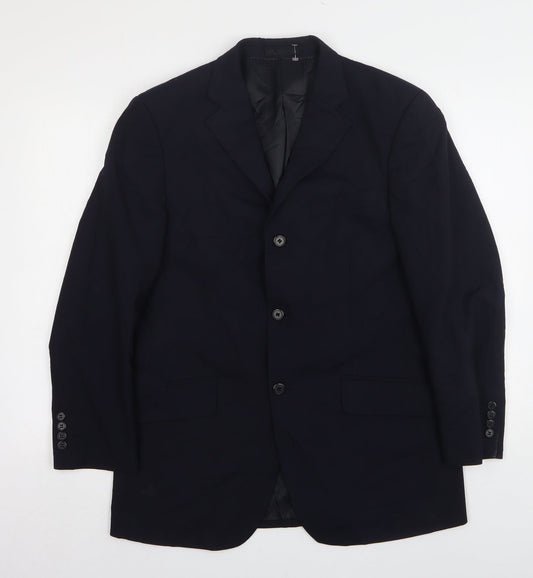 Charlton Grey Mens Blue  Wool Jacket Suit Jacket Size 38