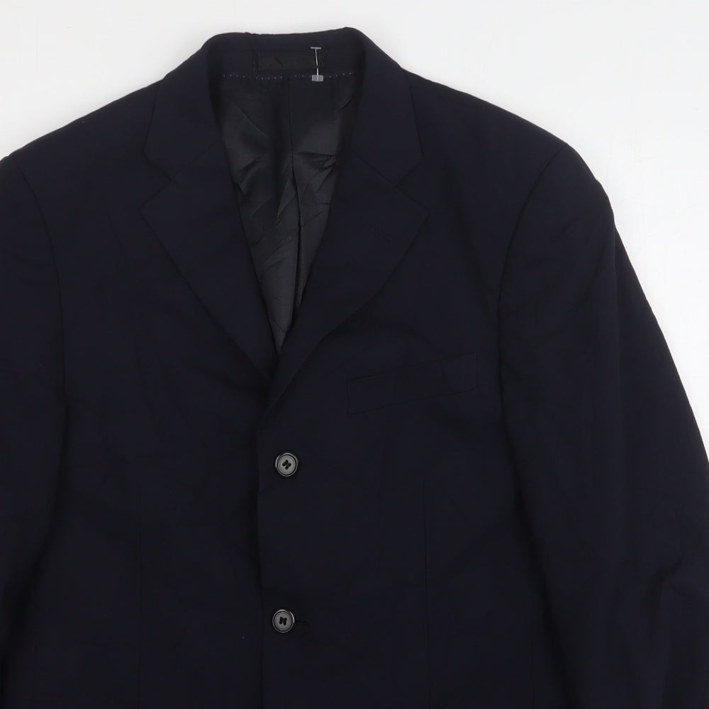 Charlton Grey Mens Blue  Wool Jacket Suit Jacket Size 38