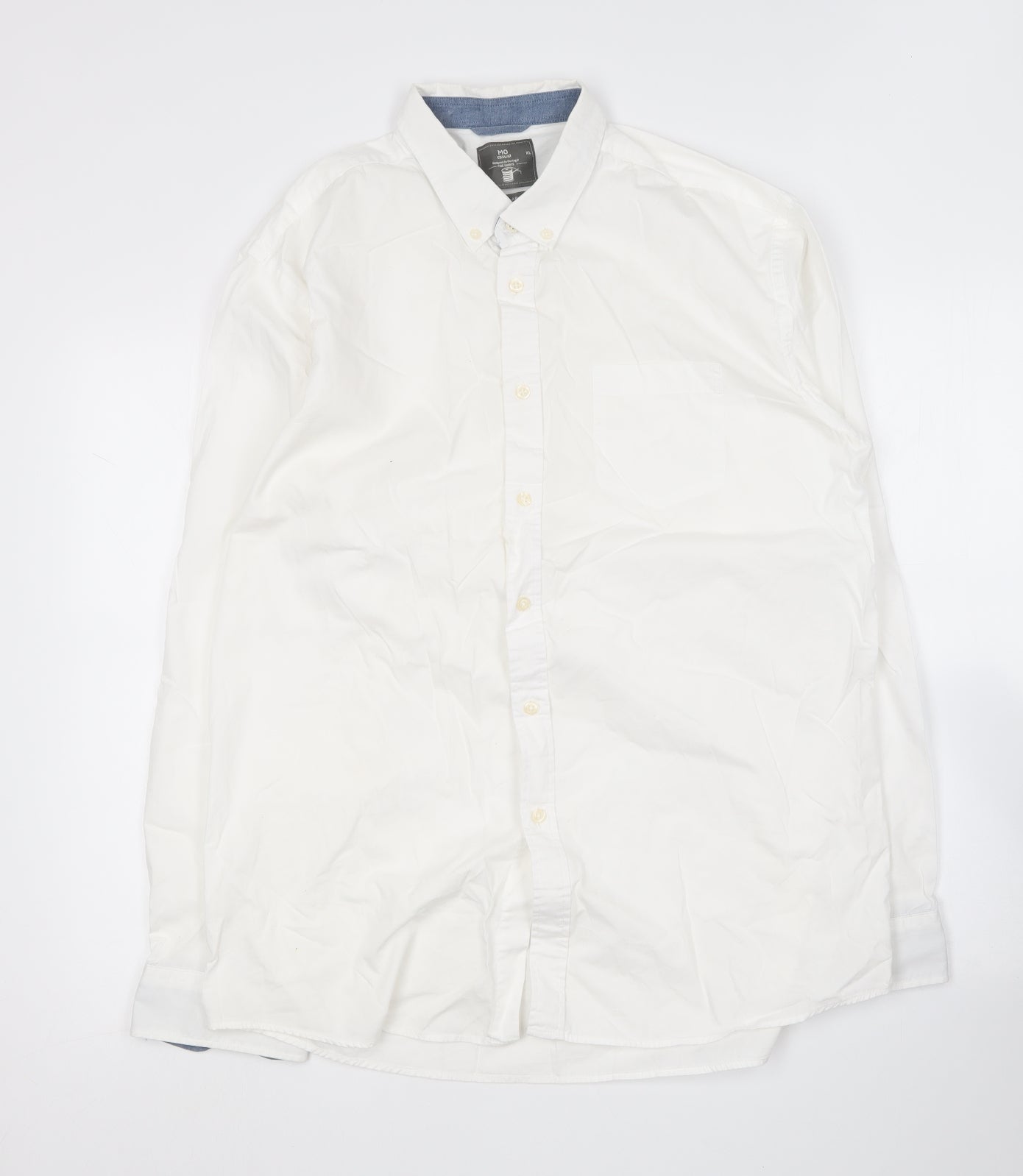 Mo casual Mens White  Cotton  Button-Up Size XL V-Neck