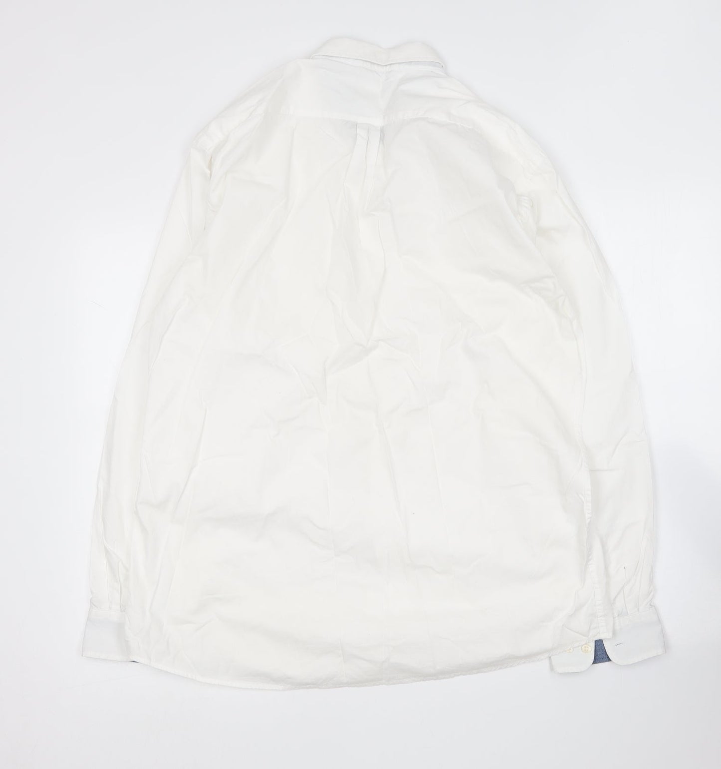 Mo casual Mens White  Cotton  Button-Up Size XL V-Neck