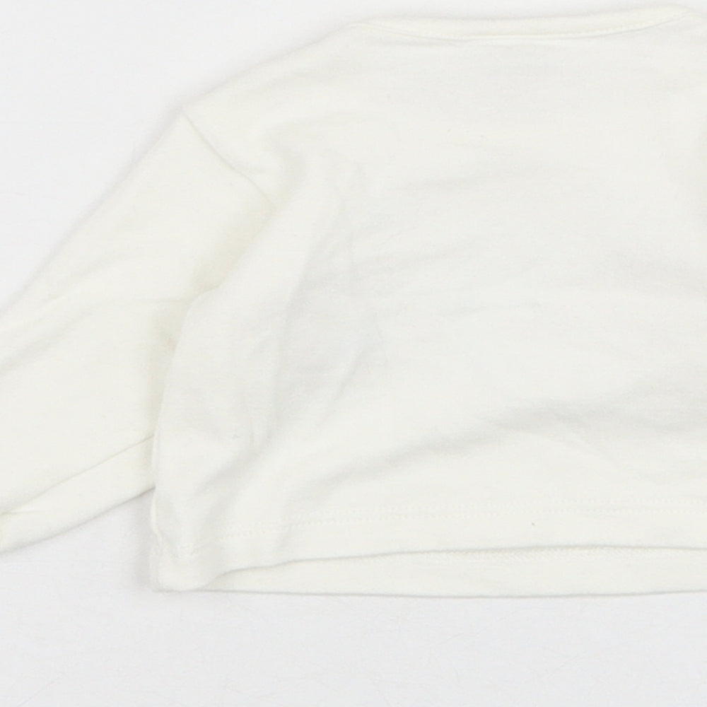 Just too cuddly Girls White  Cotton Pullover Jumper Size 0-3 Months  Pullover - Animal