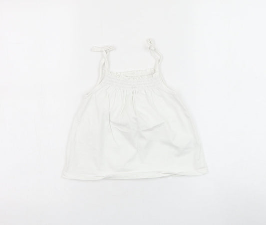 NEXT Girls White  Cotton Basic Tank Size 4-5 Years Round Neck Pullover
