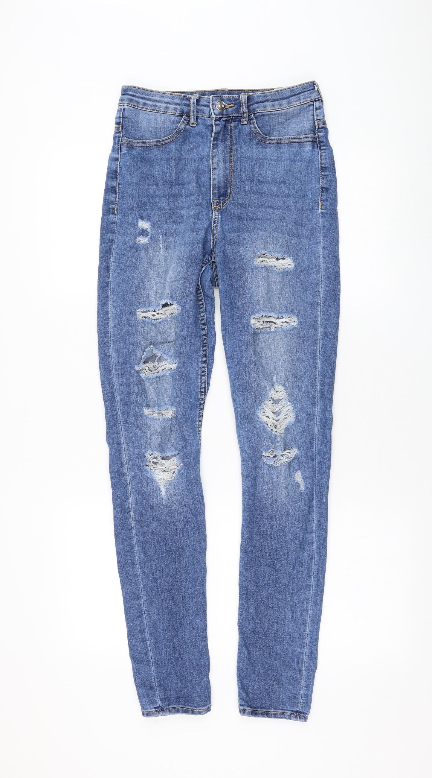 H&M Womens Blue  Cotton Skinny Jeans Size 8 L30 in Regular Zip