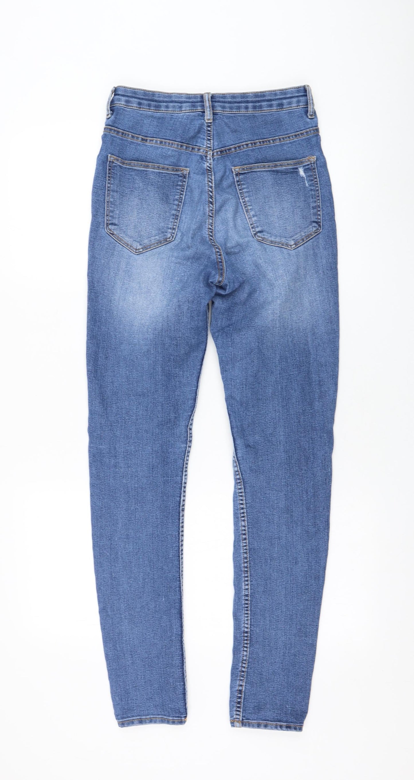 H&M Womens Blue  Cotton Skinny Jeans Size 8 L30 in Regular Zip