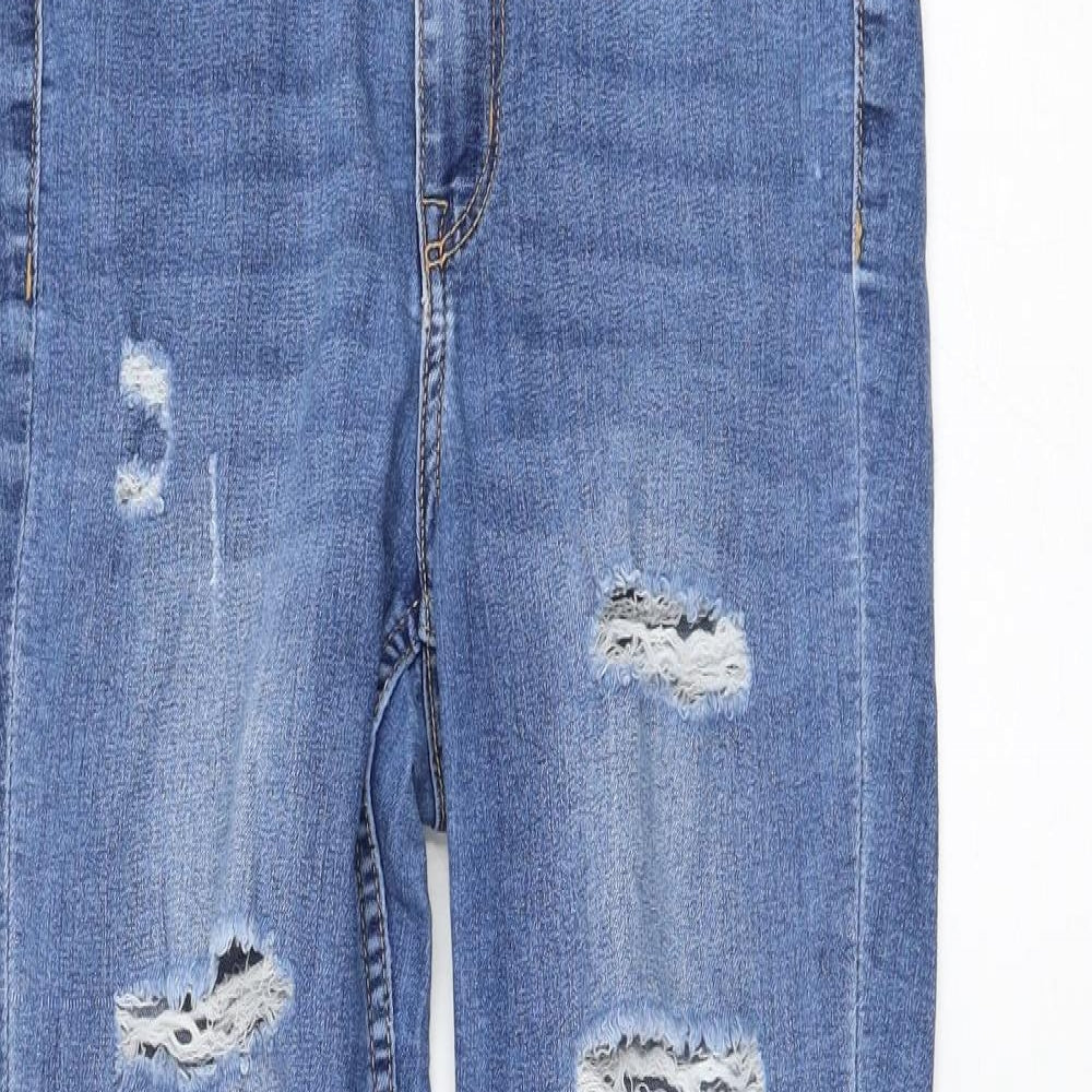 H&M Womens Blue  Cotton Skinny Jeans Size 8 L30 in Regular Zip