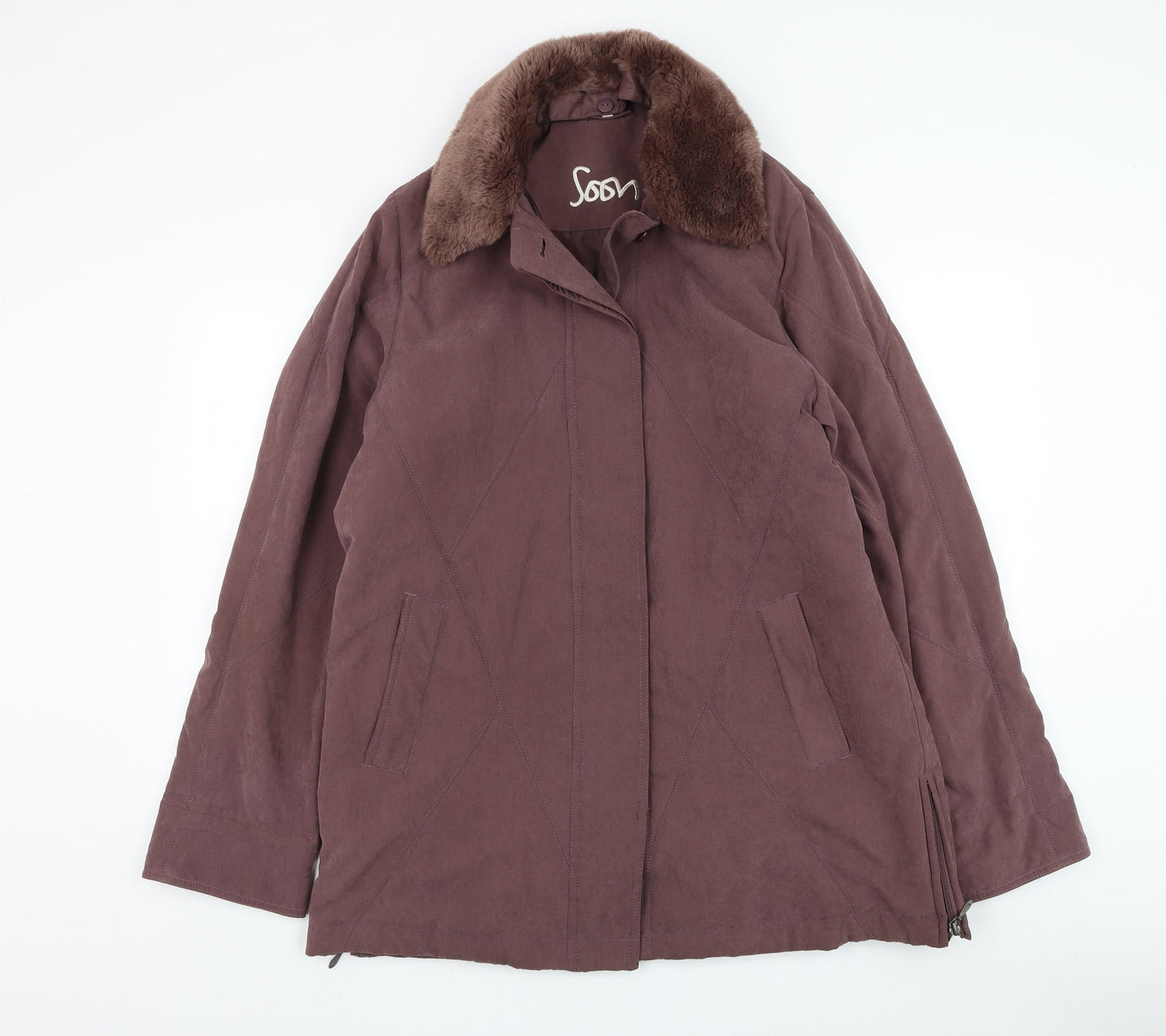 Soon Womens Purple   Overcoat Coat Size 14  Zip