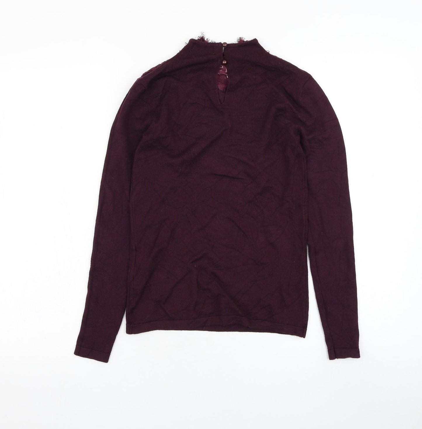 Warehouse Womens Purple Mock Neck  Viscose Pullover Jumper Size S