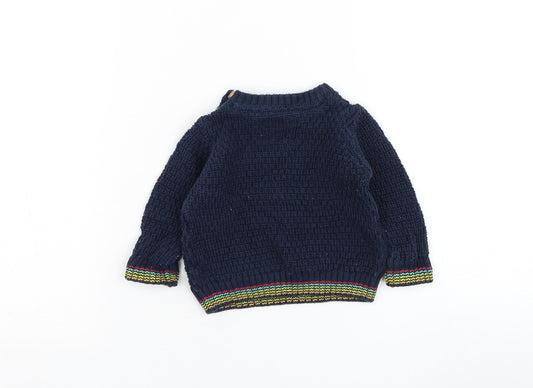 F&F Boys Blue  Cotton Pullover Jumper Size 3-6 Months  Pullover