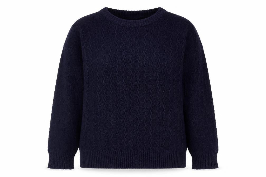 Poppy Womens Blue Crew Neck  Acrylic Pullover Jumper Size 38