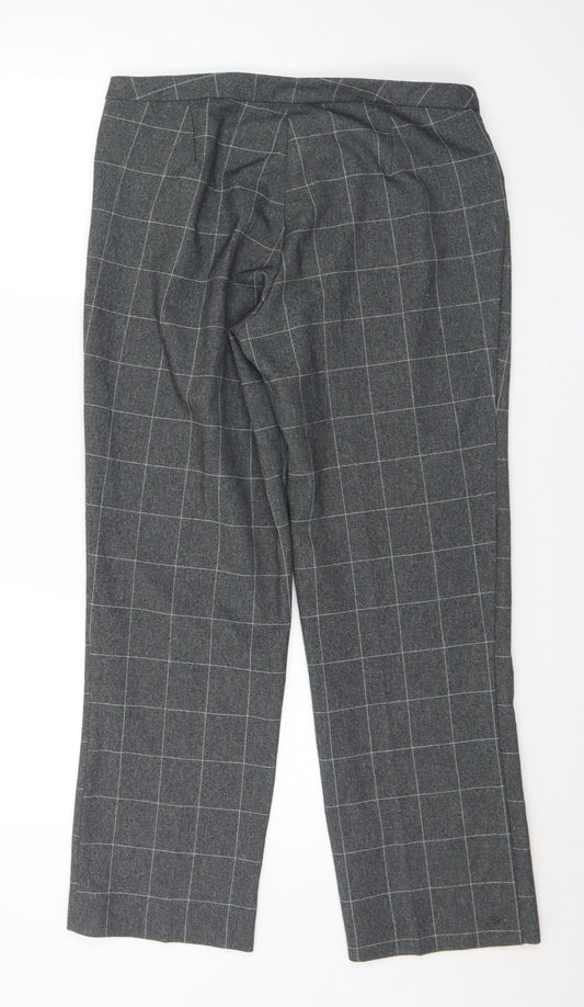 Gerard Womens Grey Check Polyester Trousers  Size 12 L28 in Regular