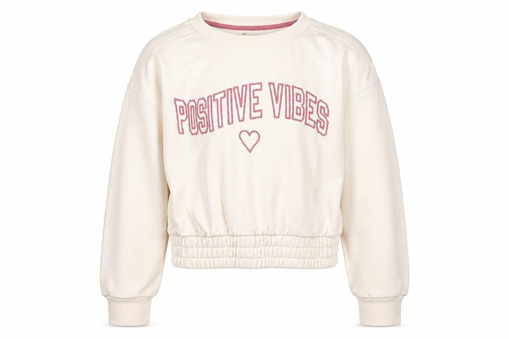 Primark Girls Beige  Cotton Pullover Sweatshirt Size 7-8 Years   - Positive Vibes
