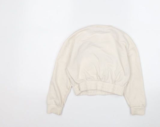 Primark Girls Beige  Cotton Pullover Sweatshirt Size 7-8 Years   - Positive Vibes
