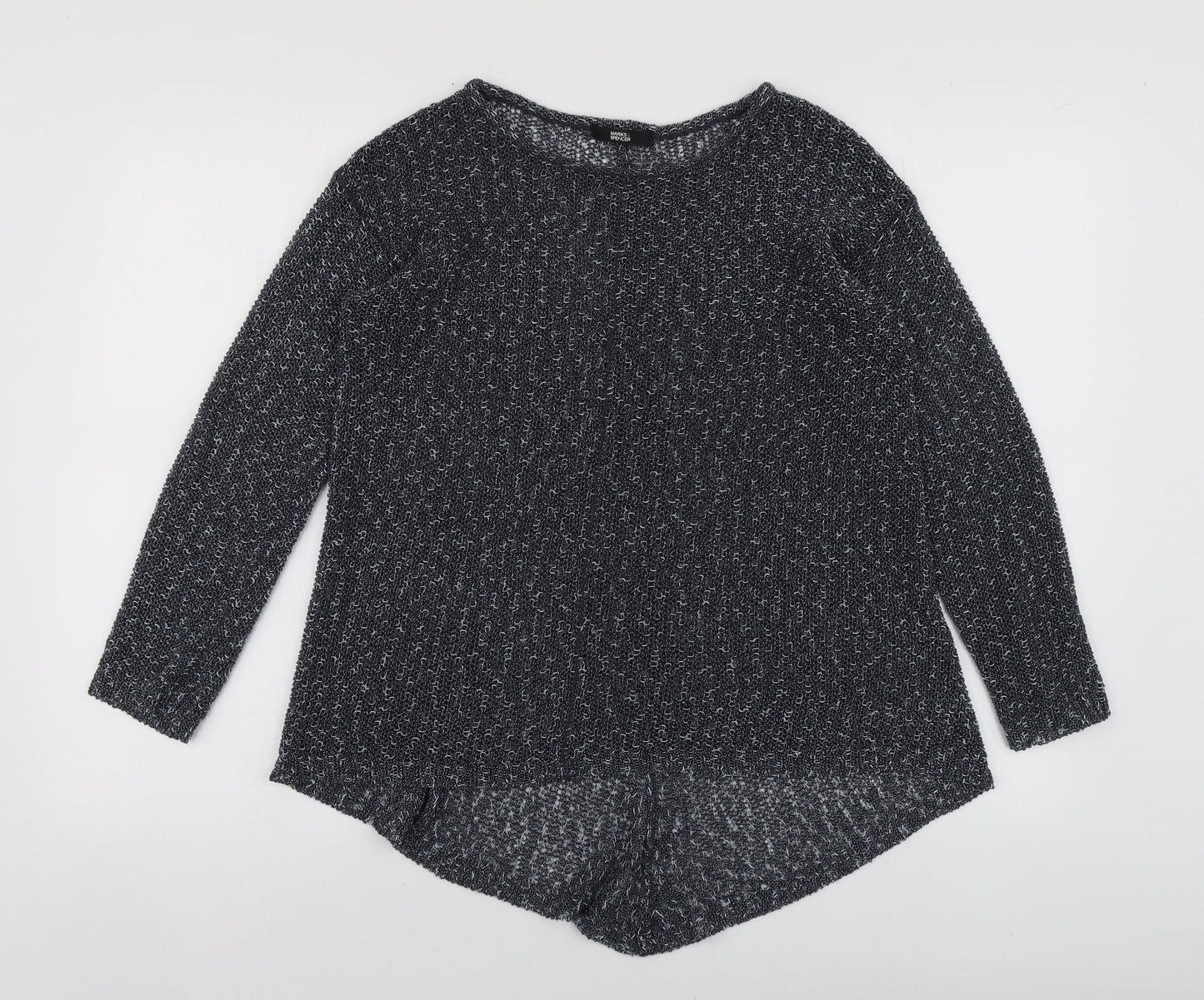 Marks and Spencer Womens Blue Round Neck Acrylic Pullover Jumper Size 12