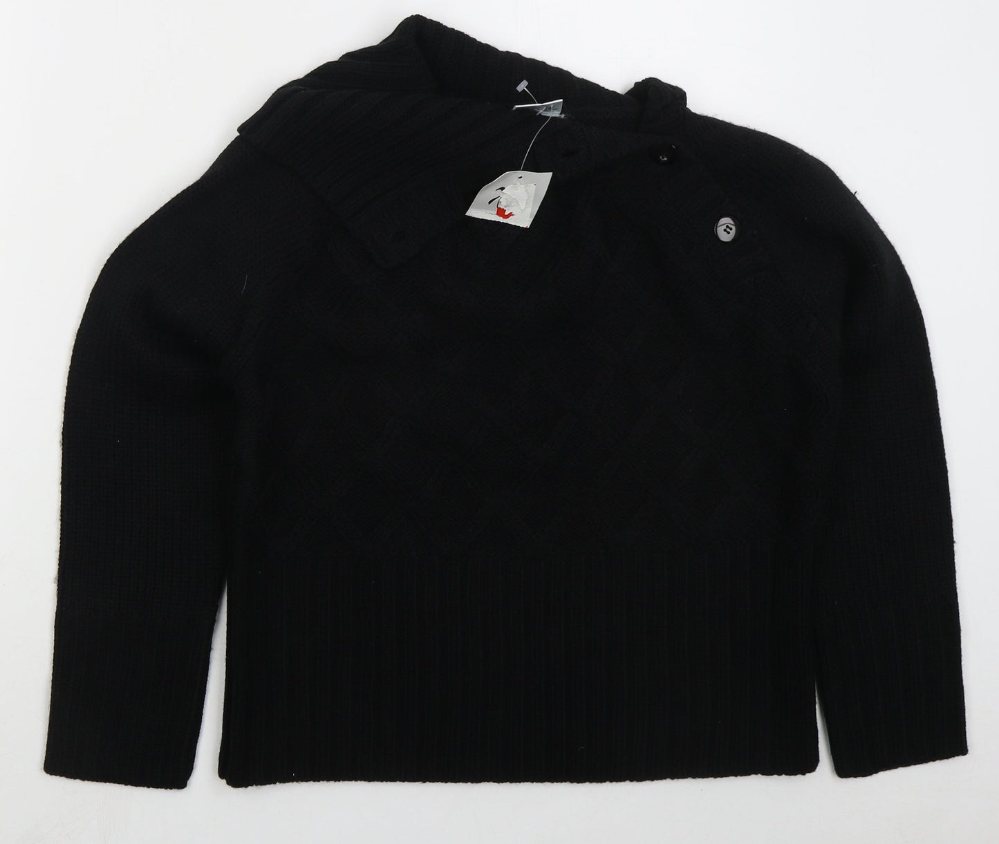 XE Womens Black Collared  Acrylic Pullover Jumper Size 16
