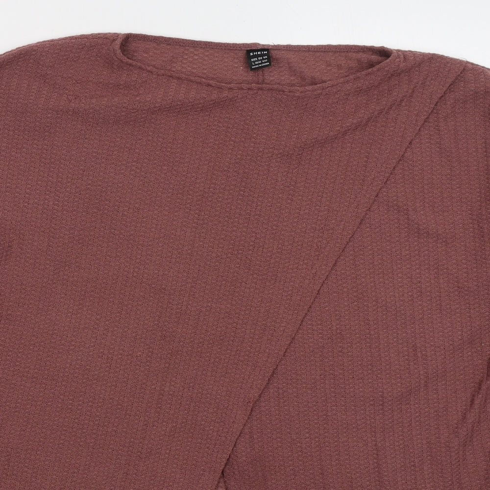 Shien Womens Pink Roll Neck  Cotton Pullover Jumper Size L