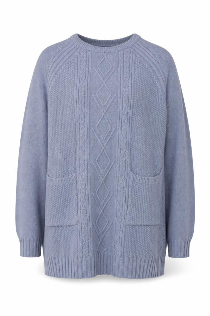 Buisdaei Womens Blue Round Neck  Acrylic Pullover Jumper Size M