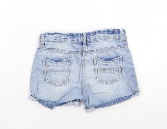 Matalan Girls Blue  100% Cotton Mom Shorts Size 7 Years  Regular Zip