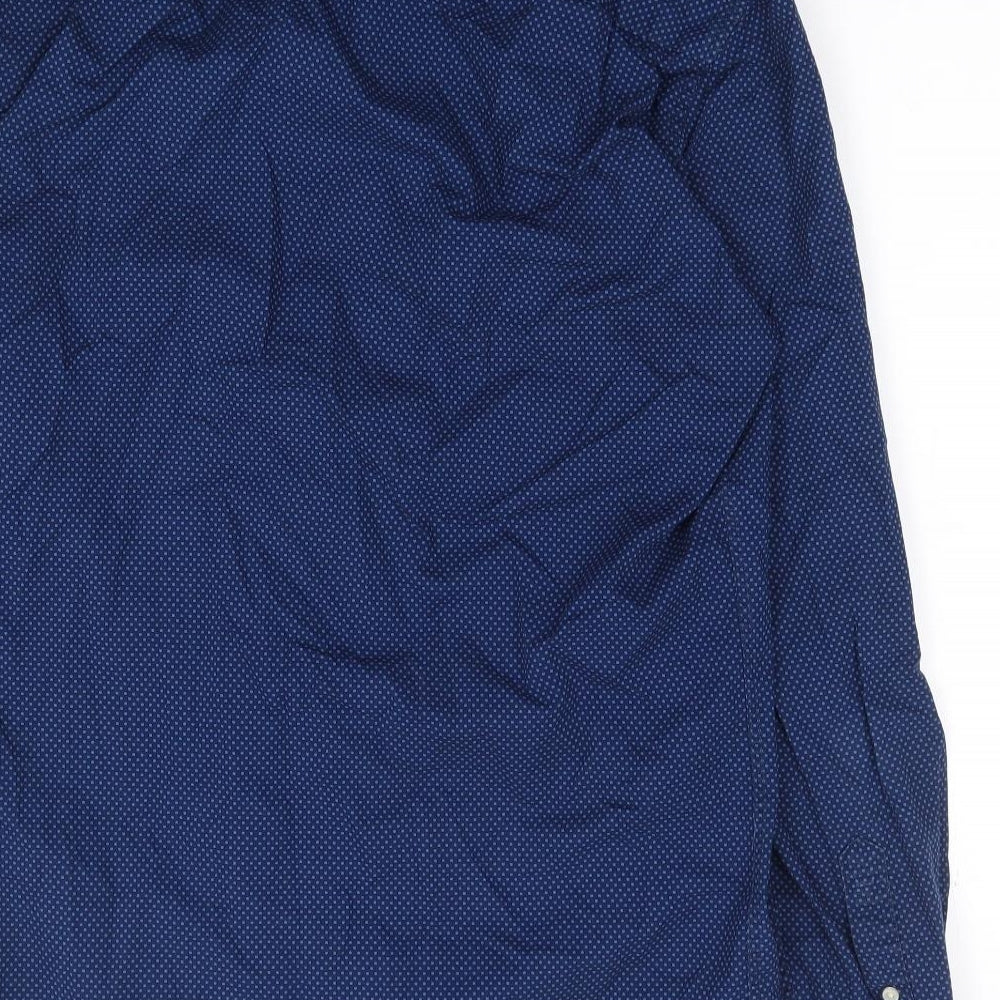 Gap Mens Blue Polka Dot Cotton  Button-Up Size S Collared Button