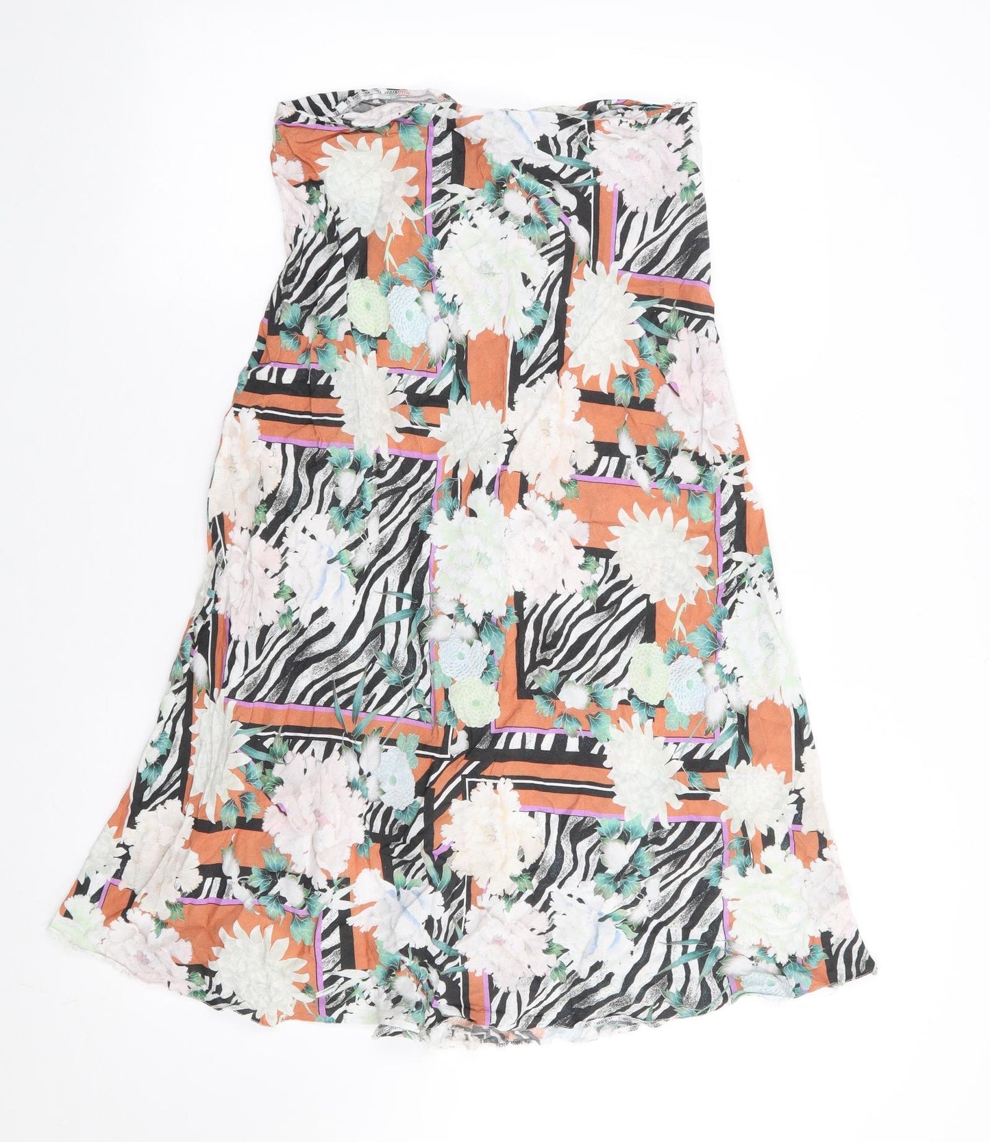 ASOS Womens Multicoloured Floral Polyester Flare Skirt Size 10   Zip