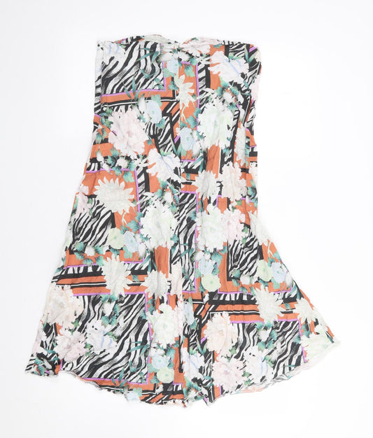 ASOS Womens Multicoloured Floral Polyester Flare Skirt Size 10   Zip