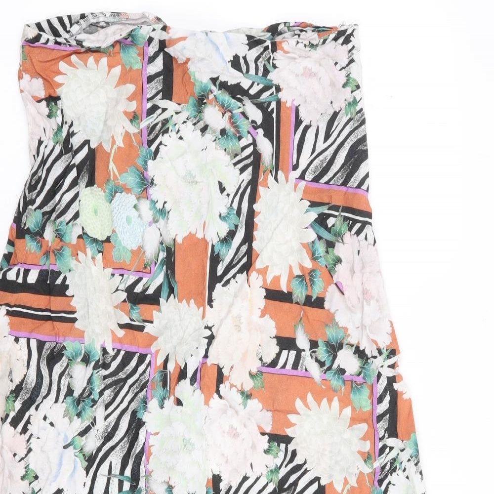 ASOS Womens Multicoloured Floral Polyester Flare Skirt Size 10   Zip